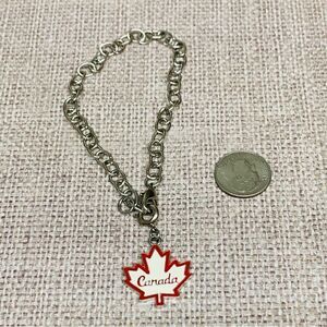 Silver Red‎ White Enamel Canada Charm Bracelet
